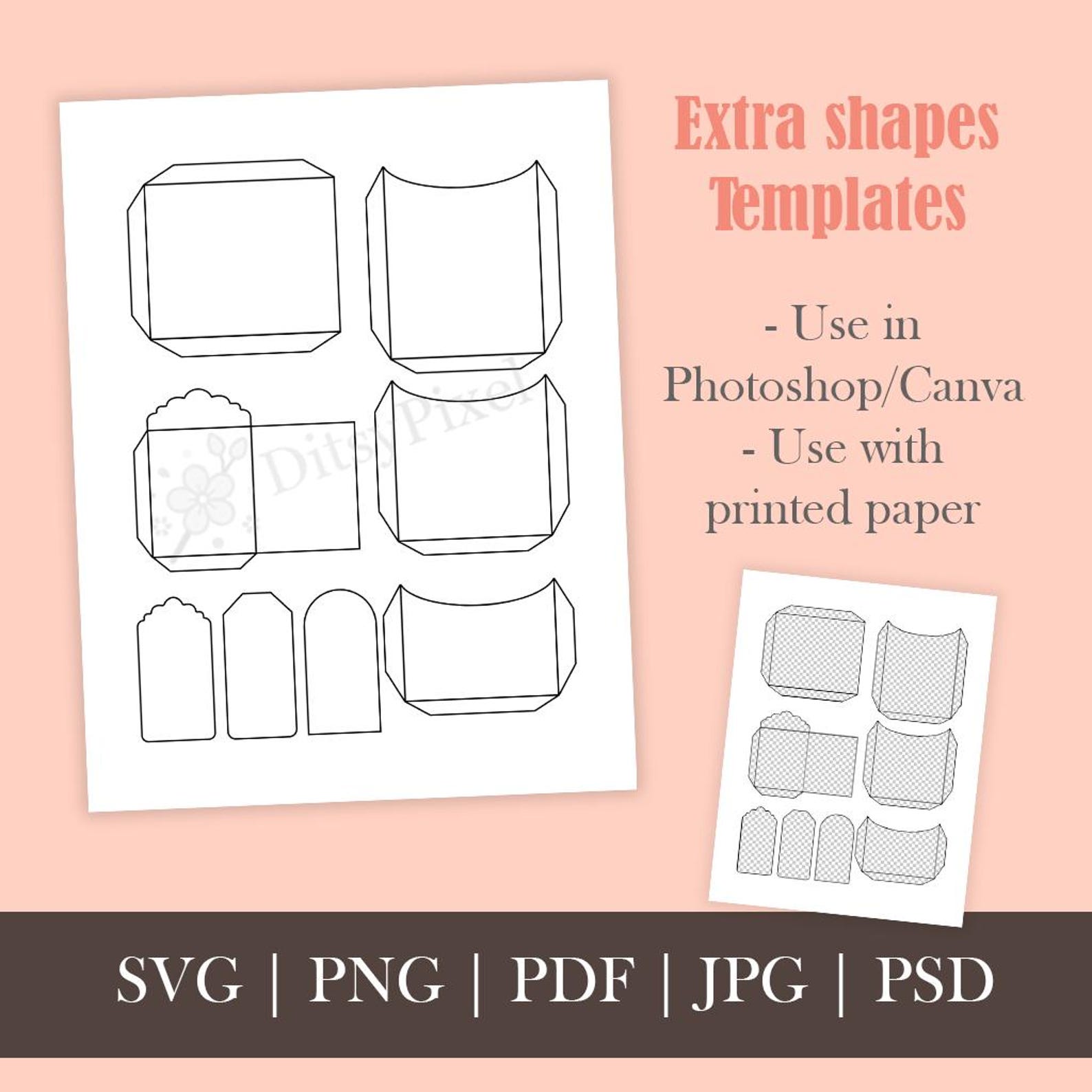 Junk Journal Folio Templates | Extra Shapes Template | Blank Templates ...