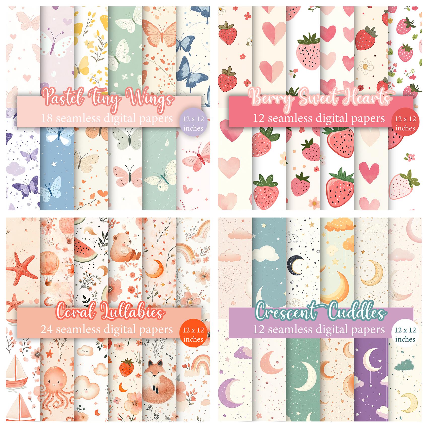 Baby Mega Bundle - 164 Seamless Digital Papers, Baby & Nursery ...
