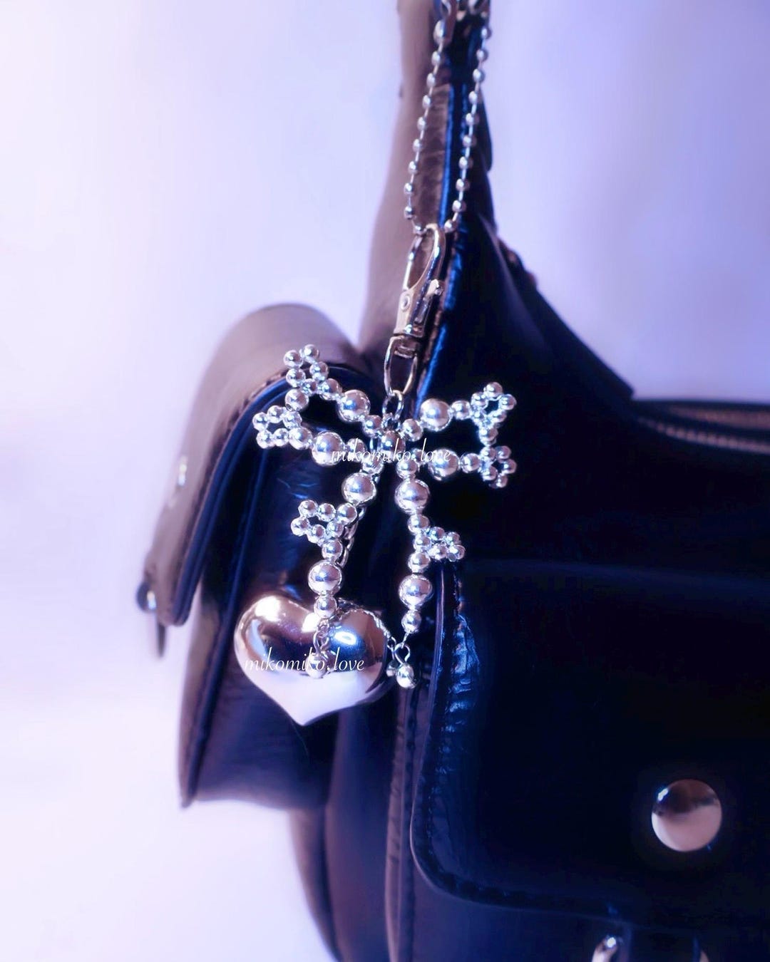 Flower Ribbon Heart Keychain, Coquette Silver Keychain, Bag Charm ...