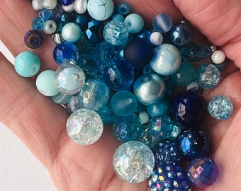 Blue Bead Soup Mix: DIY Jewelry Making, Nautical Crafts, Surprise Bead Bag