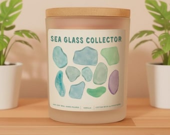Sea Glass Collector Candle | Coastal Beach Lover Gift | Ocean Inspired Soy Candle | Nautical Home Decor | Hostess Gift | Beach House