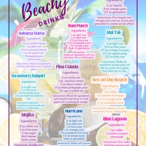Beachy Drinks Rezeptführer | Flitterwochen, Hochzeit am Strand, Strandwochenende, Strandurlaub, Tiki-Party, Tropisches Thema, Print-Out