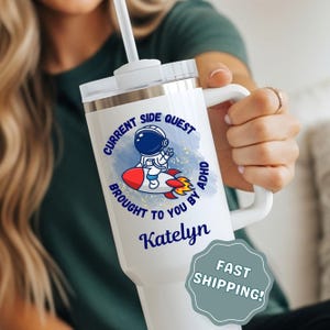 Personalized ADHD Funny Travel Tumbler | Custom Name ADHD Gift, Mental Health Awareness, Neurodiverse Gift, Gift for ADHD Tumbler with Straw