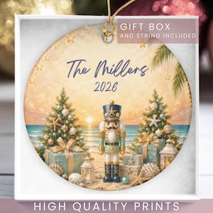 Personalized Nutcracker Ornament: Custom Ceramic Keepsake with Gift Box, Nautical Decor, Beach House, Ocean Lover