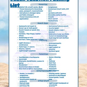 Lista kontrolna do wydrukowania na wakacje na plaży | Miesiące miodowe, Ślub w miejscu docelowym, Weekend na plaży, Podróżujący na plaży, Wskazówki dotyczące pakowania, Rzeczy do zrobienia, Wydrukuj
