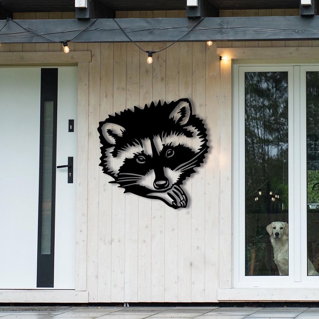 Metal Racoon Panel Cute Raccoon Metal Wall Art , Metal Wall Art, Animal Lover Decor ...