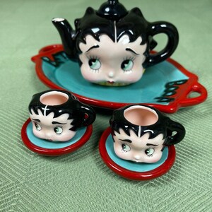 Betty Boop ティーポット 6ピース セット ミニチュア 陶器1995年 Betty