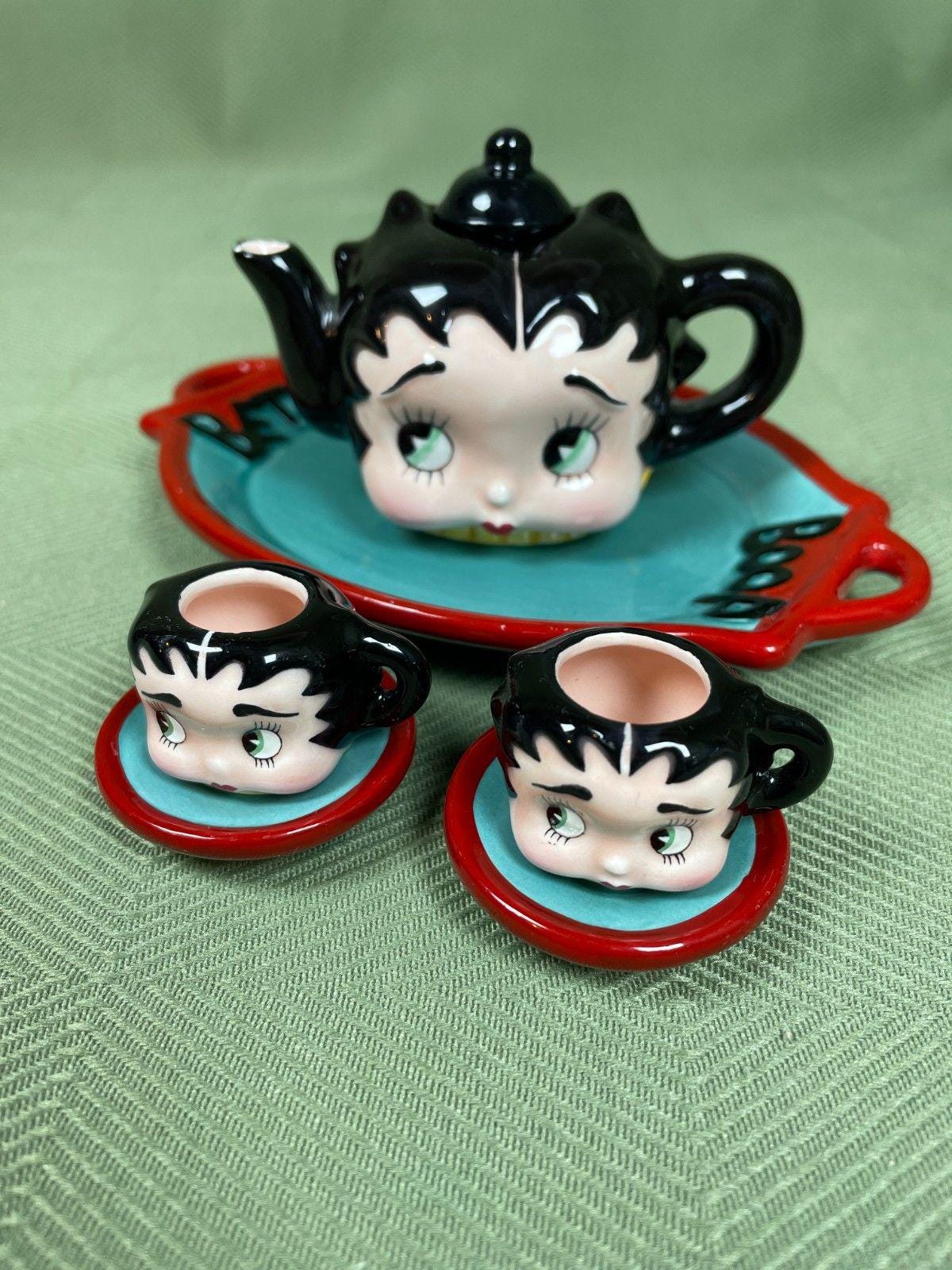 Betty Boop ティーポット 6ピース セット ミニチュア 陶器1995年 Betty Boop ティーポット 6ピース セット ミニチュア 陶器1995年