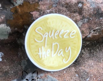 Lemon Sticker: Squeeze The Day Vinyl Die Cut Sticker