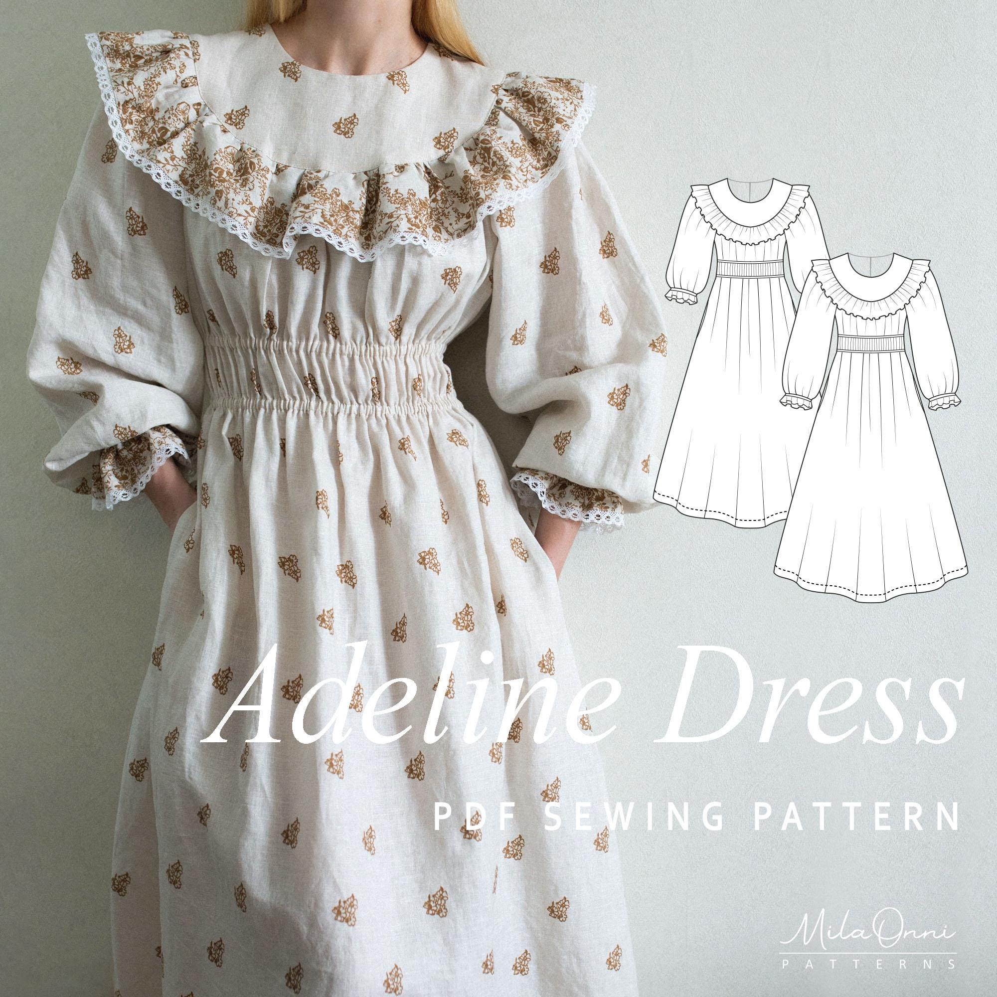 Adeline Dress Sewing Pattern | Vintage 70s Boho Prairie Dress | Romantic Cottagecore Dress | | Instant Download | Sizes XS-2XL (A-F Cups)