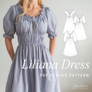 Liliana Dress Sewing Pattern | Elastic Waist, Maternity & Nursing -Friendly, Cottagecore Dress | Instant Download | Sizes XS-2XL (A-F Cups)