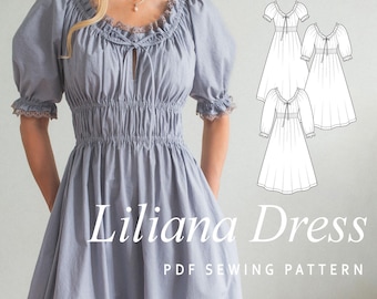 Liliana Dress Sewing Pattern | Elastic Waist, Maternity & Nursing -Friendly, Cottagecore Dress | Instant Download | Sizes XS-2XL (A-F Cups)