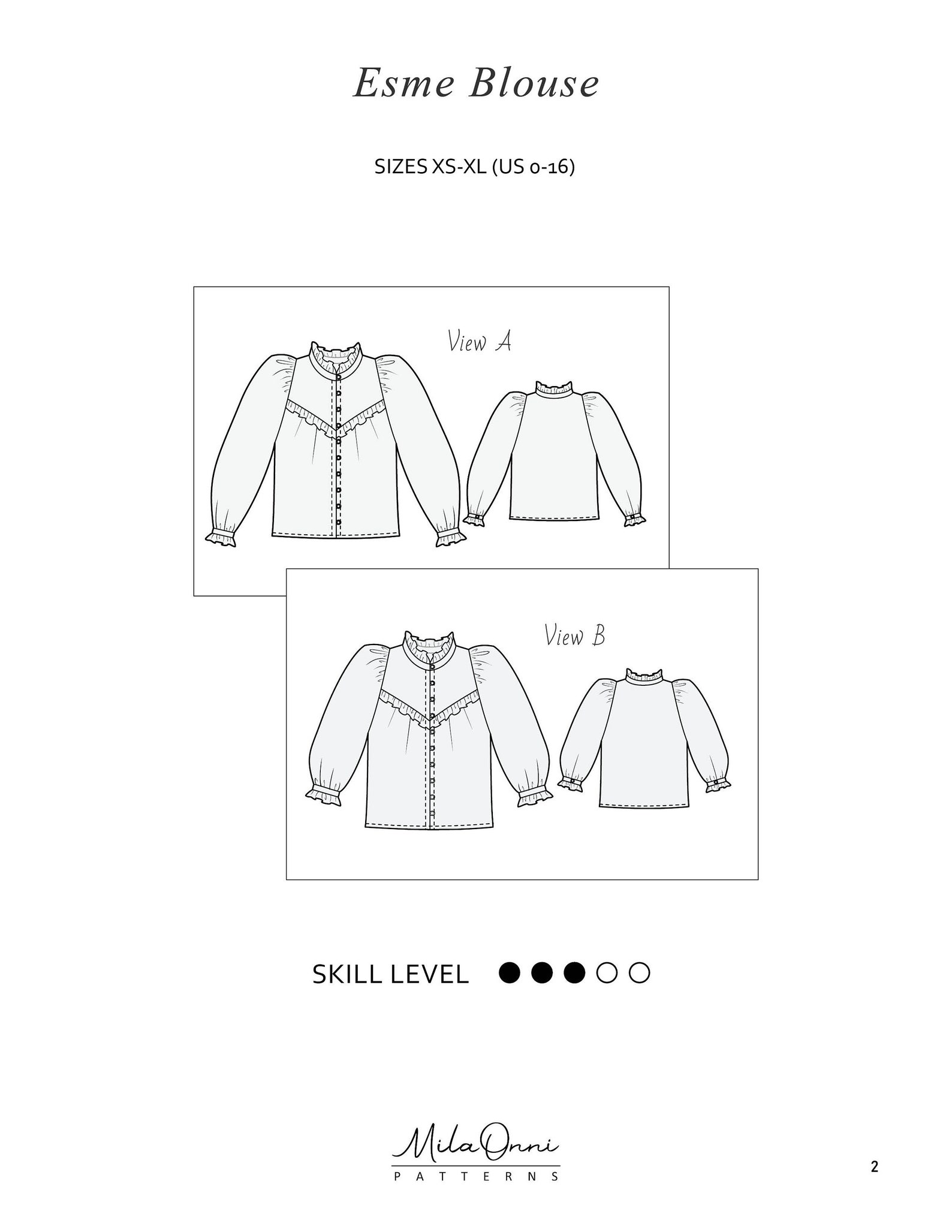 Esme Ruffled Blouse PDF Sewing Pattern | Puff Sleeve Victorian Blouse ...