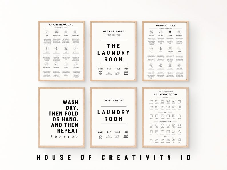 Laundry Room Art Set: Printable Care Guide & Symbols (digital Download ...