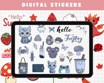 Cute Goodnotes Stickers: Digital Sticker Bundle | Inspirational Sticker | animal | Sticker design | cute floral printable stickers | Kawaii