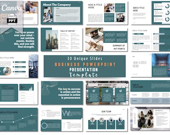 Minimalist Green PowerPoint Template, Modern Business Slide Deck (Canva)