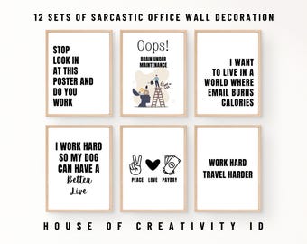 Office Desk Decor Ideas | 12 Fun & Sarcastic Printable Wall Art Sets for Your Office : Add a Touch of Humor to Your Workspace
