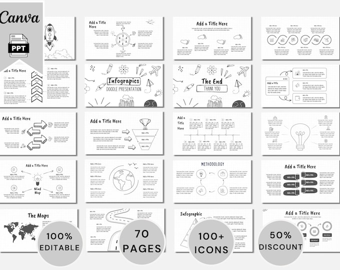 Hand-drawn Doodle Powerpoint Template | Black & White Set | 30 Slides ...