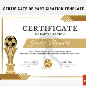 DIY-Sportauszeichnungsurkunden: Bearbeitbare, druckbare und anpassbare Vorlagen für Fußball, Partizipationsauszeichnungen und personalisierte Diplome