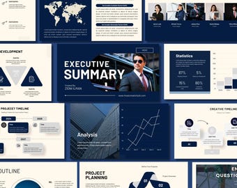 Canva Executive Summary Template: Professional Business Presentation Slides, Canva and Ms PowerPoint