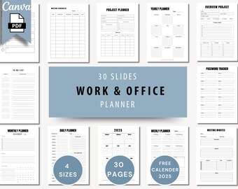 Office Planner Bundle: Printable Workday Organizer (Canva Template)