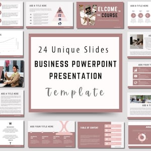 Professional Presentations with Modern Minimalist Design | PowerPoint Template | Minimalist | White & Pink | Editable | Canva | Infographics