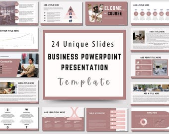 Professional Presentations with Modern Minimalist Design | PowerPoint Template | Minimalist | White & Pink | Editable | Canva | Infographics