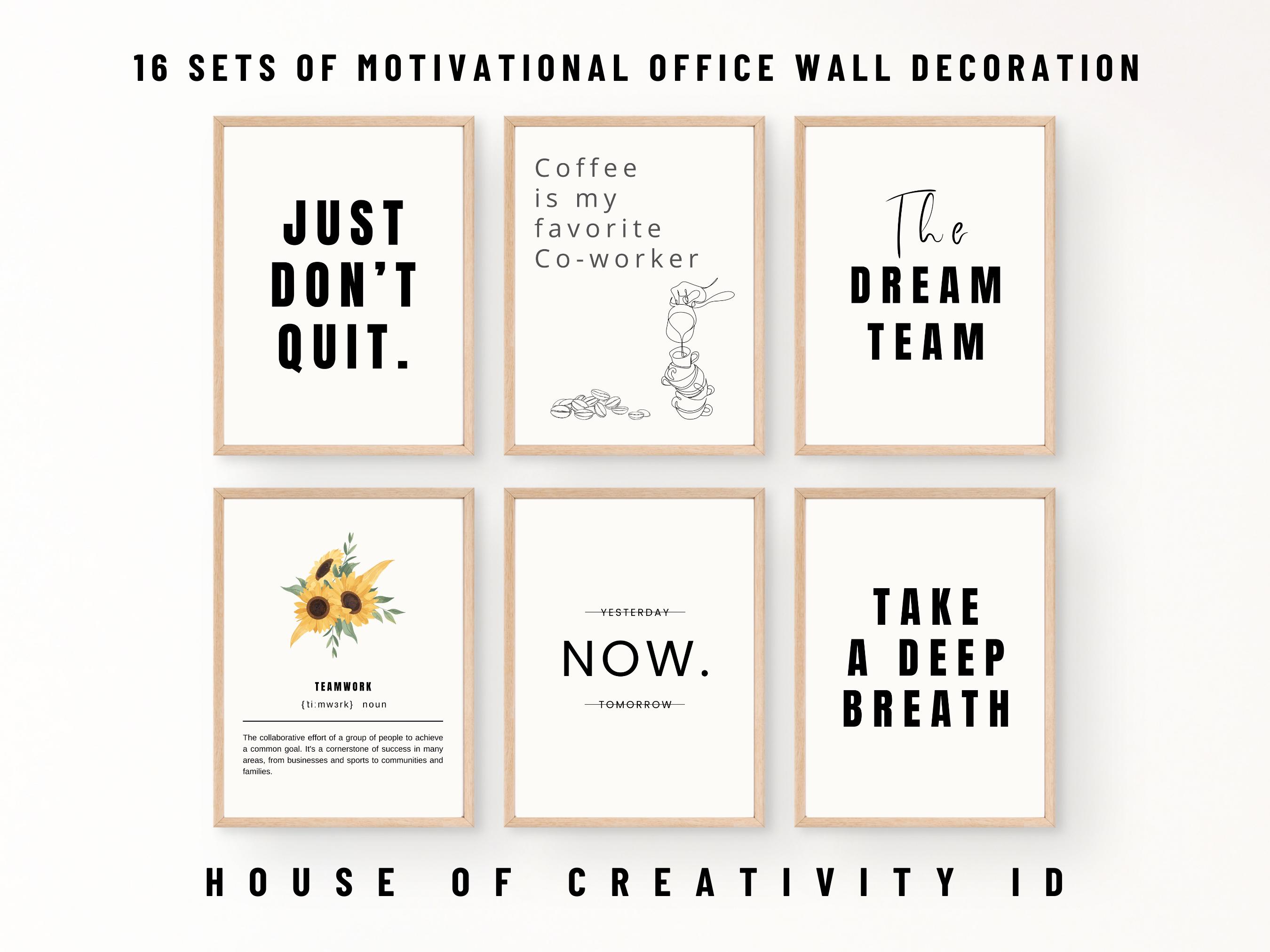 Inspire Your Team with 16 High-Quality Printable Wall Art Prints: Motivational Quotes and Teamwork Encouragement for Your Office