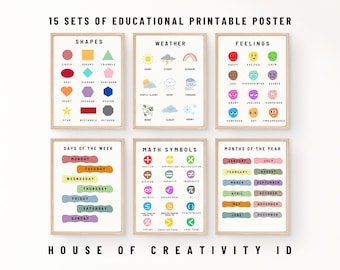 Montessori Educational Posters: Rainbow Learning Charts (Digital Download)