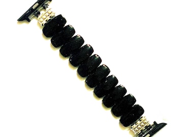 Correa para Apple Watch con cuentas, correa para iwatch, cristal negro, Persnolise, regalo para ella