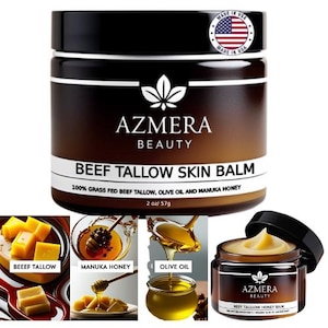 100% Grass fed Beef Tallow Balm Organic Manuka Honey Organic Olive oil Organic Beeswax 2oz