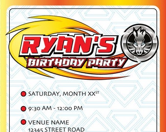 Invitaciones personalizadas para fiesta de cumpleaños de Beyblade - Imprimibles