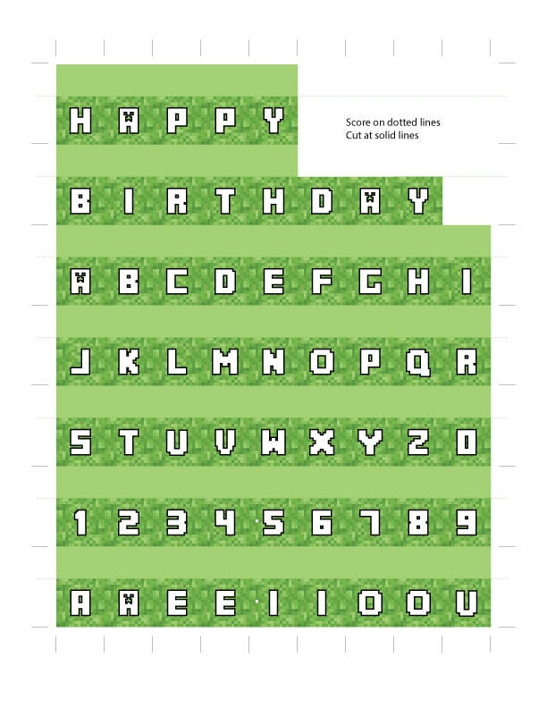 Minecraft Cake Bunting Printable Alphabet