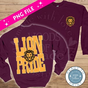 Lion Pride T-Shirt Design: School Spirit PNG File (Digital Download)