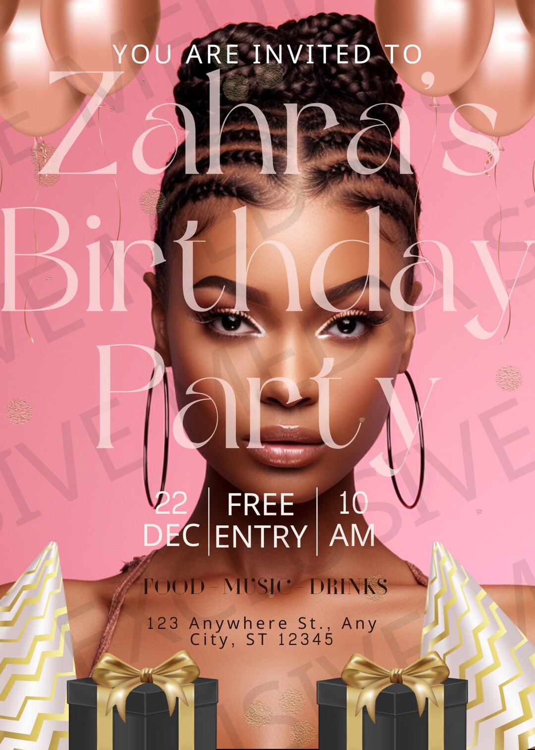 Digital Birthday Invite Template, Instant Download, Birthday Template