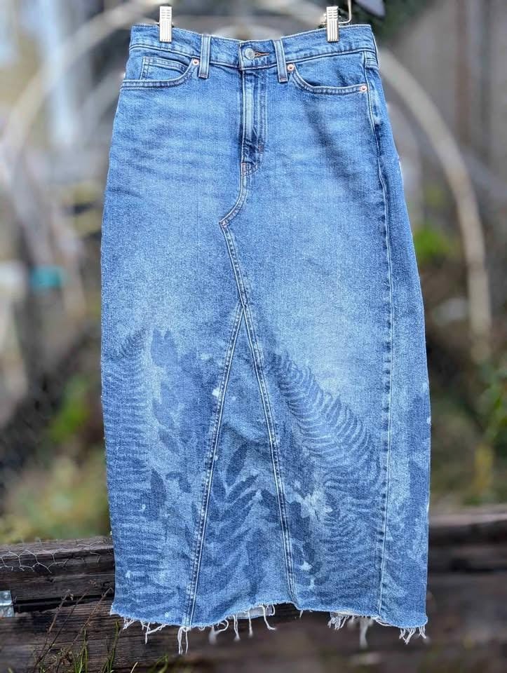 mid length denim skirts elastic waist