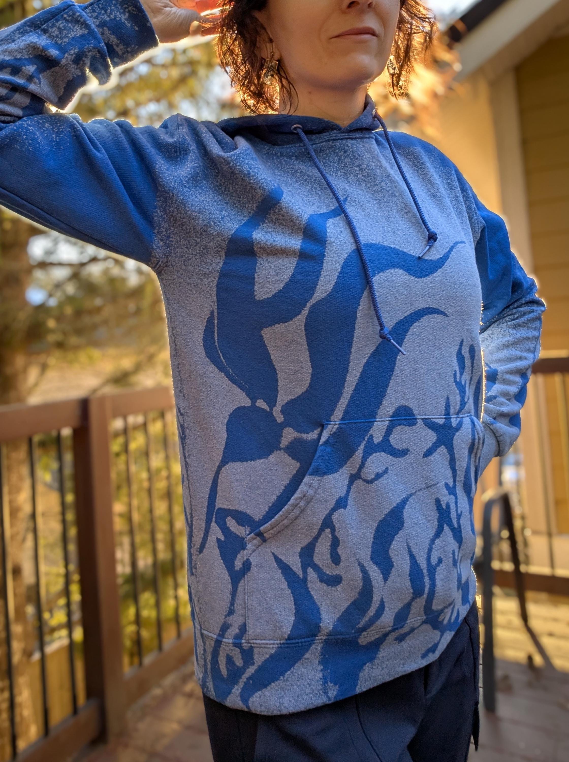 Ocean Bleach Royal Blue Pull Over Hoodie Nature Inspired Beach