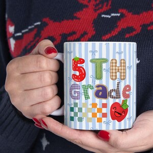 5th Grade Apple Patch mug | Teacher Classroom Ceramic Mug
