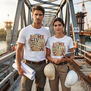 In My Civil Engineer Era T-shirt | Retro Floral Typography, Engineering Tee