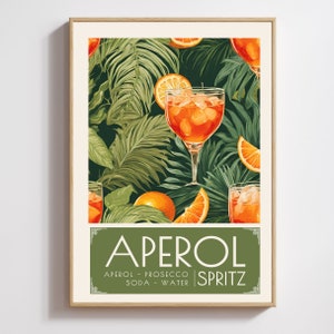 Aperol Spritz Cocktail, Art Print, Poster, Retro Drink, Minimalist Large Wall, Bar Decor, Digital Download, Vintage, gift, her, kitchen