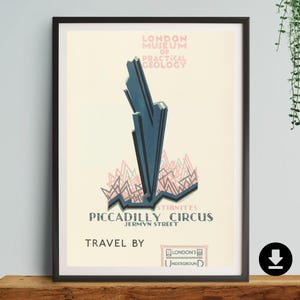 Vintage London Print, poster, DIGITAL DOWNLOAD, underground, Gallery,Wall, sign, Art, Decor, Retro, Gift, him, her, present, train, A3,A4,A2