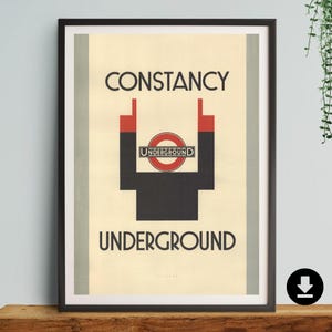 Vintage London Print, poster, DIGITAL DOWNLOAD, underground, Gallery,Wall, sign, Art, Decor, Retro, Gift, him, her, present, train, A3,A4,A2