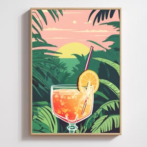 Aperol Spritz Cocktail, Art Print, Poster, Retro Drink, Minimalist Large Wall, Bar Decor, Digital Download, Vintage, gift, her, kitchen