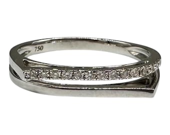 18k White Gold Diamond Double Row Ring 0.10ct Size 7