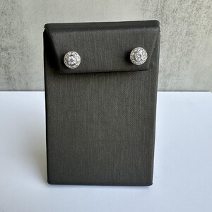 Elegant 14kt White Gold Diamond Halo Stud Earrings - 0.75ctw, 7.9mm Diameter