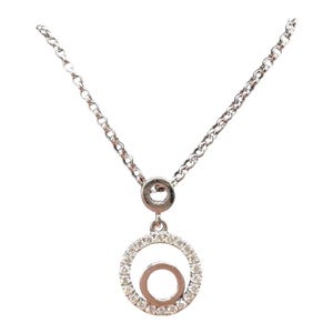 Diamond Circle Pendant Necklace 14k White Gold 0.09ctw 15.75in