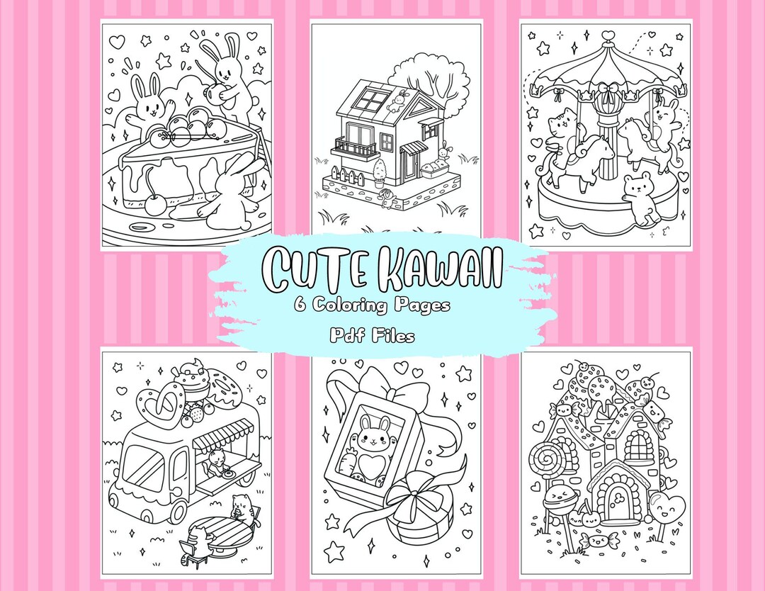 Cute Kawaii Cozy Coloring Pages, Kawaii Coloring Book for Kids and ...