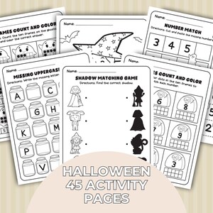 45 Printable Kids Halloween Activities, Toddler Halloween Coloring Pages, Fall Printable Activity Bundle, Halloween Printable Activities