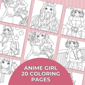 Anime Girl 20 Coloring Pages, Manga Anime Coloring Pages, Fantasy Anime Coloring Book, Printable Coloring Pages, Instant Download, Digital