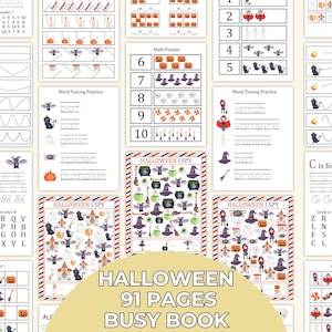Halloween druckbares Buch, Halloween Aktivität Arbeitsblätter, Montessori Lernmappe, Halloween Malseiten, Halloween Kinder Aktivität